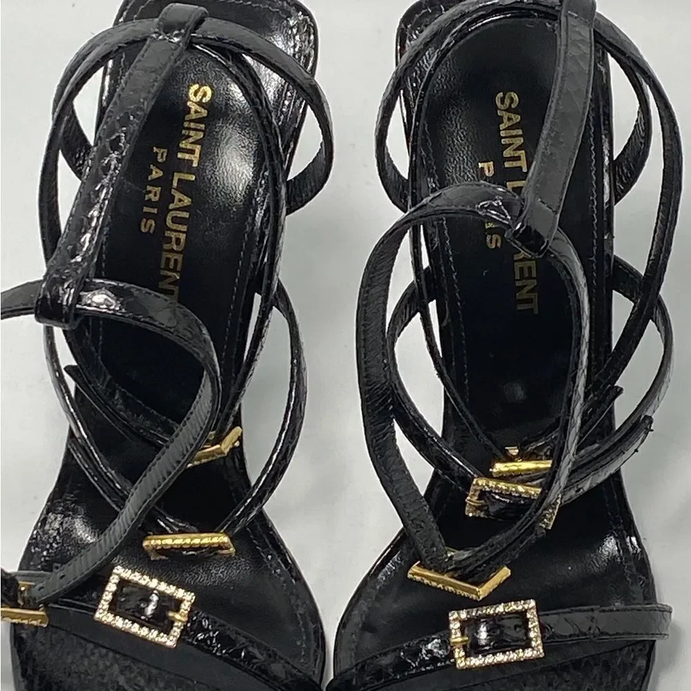 Saint Laurent Nuit Sandals In Lacquered Ayers size 37